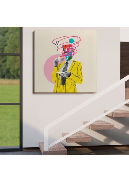 Popart Kahvesini Yudumlayan Çizgi Roman Kahramanı Dekoratif Kanvas Tablo, Duvar Dekoru 5066 indirimleri