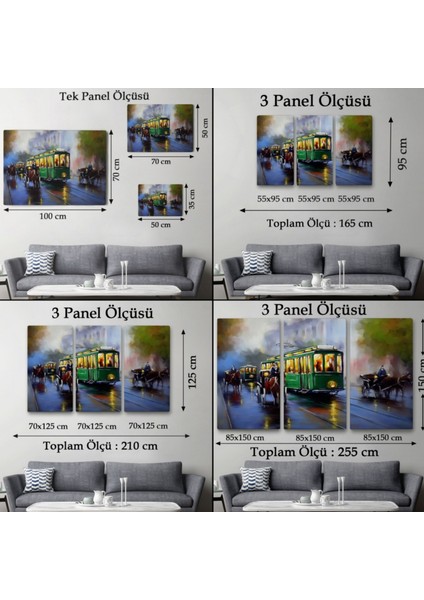 Yağlıboya Görünüm Retro Eski Tramvay Dekoratif Kanvas Tablo, Duvar Dekoru 3574 fırsatları