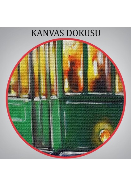 Yağlıboya Görünüm Retro Eski Tramvay Dekoratif Kanvas Tablo, Duvar Dekoru 3574