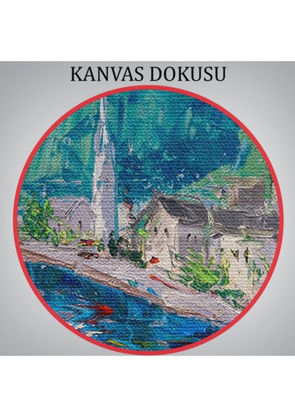 Yağlıboya Görünüm Hallstatt Avusturya Dekoratif Kanvas Tablo, Duvar Dekoru 3742
