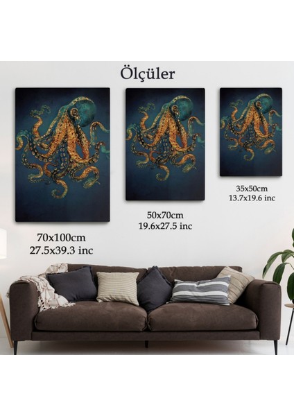 Ahtapot Hayvan Posteri Dekoratif Kanvas Tablo, Duvar Dekoru 5207 fırsatları
