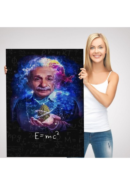 E=mc2 ve Albert Einstein Matematik Dekoratif Kanvas Tablo, Duvar Dekoru 5244
