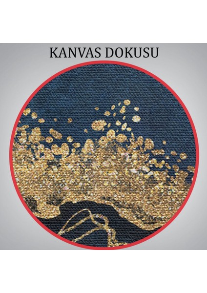 Gold ve Lacivert Ton Mermer Desen Dekoratif Kanvas Tablo, Duvar Dekoru 5065