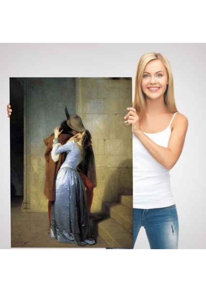 Öpücük Eseri Francesco Hayez Dekoratif Kanvas Tablo, Duvar Dekoru 6076