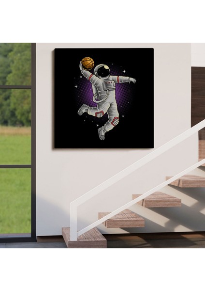 Astronot Ay'da Basketbol Oynuyor Dekoratif Kanvas Tablo, Duvar Dekoru 5068 indirimleri
