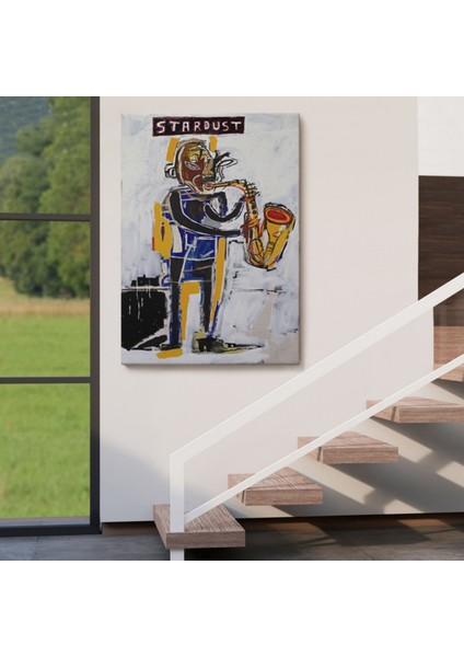 Saksafon Jean Michel Basquiat Sokak Sanatı, Popart Dekoratif Kanvas Tablo, Duvar Dekoru 4963 indirimleri