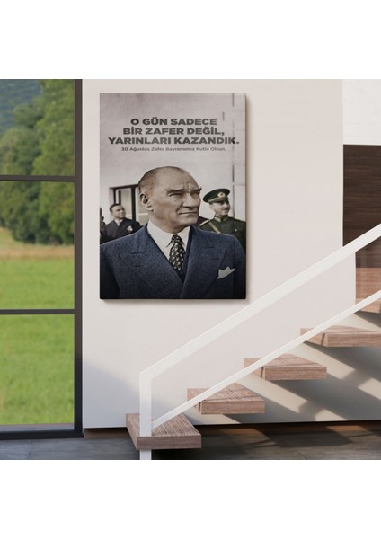 O Gün Sadece Bir Zafer Değil Yarınları Kazandık, Atatürk Dekoratif Kanvas Tablo 6051 indirimleri