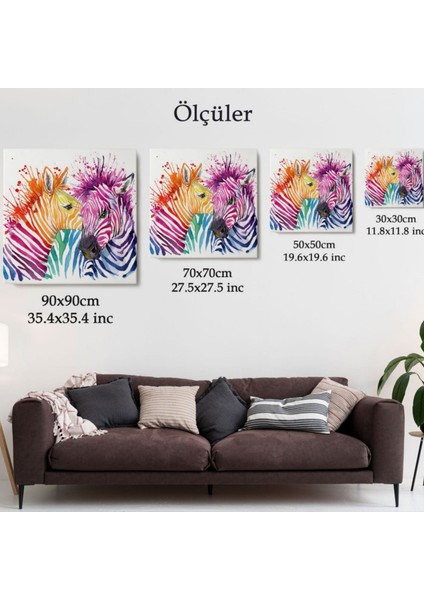 Zebralar Hayvan Temalı Dekoratif Kanvas Tablo, Duvar Dekoru 5810 fırsatları