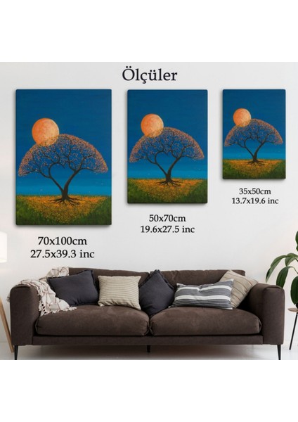 Aşk Ağacı ve Ay Işığı Dekoratif Kanvas Tablo, Duvar Dekoru 6197 fırsatları