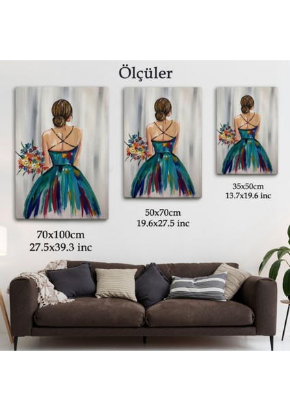 Kadın ve Renkli Çiçekleri Dekoratif Kanvas Tablo, Duvar Dekoru 6257 fırsatları