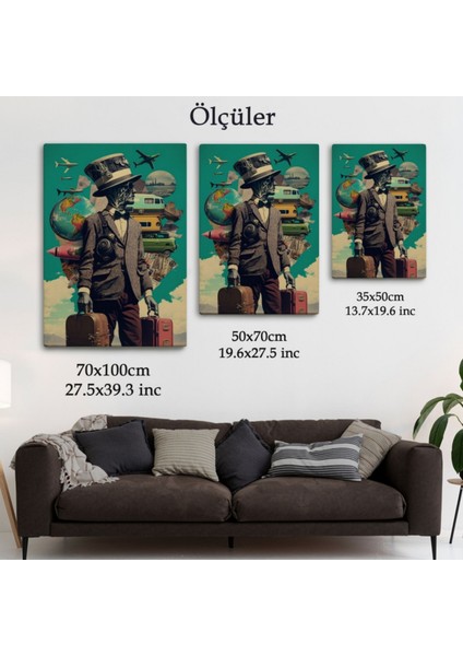 Vintage Seyahat Eden Adam Dekoratif Kanvas Tablo, Duvar Dekoru 6323 fırsatları