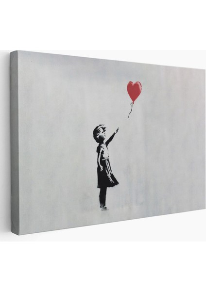 Kırmızı Balonu Uçan Kız Banksy Dekoratif Kanvas Tablo, Duvar Dekoru 5059