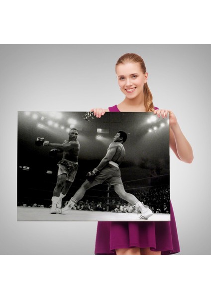 Muhammed Ali-Joe Frazier Motivasyon Dekoratif Kanvas Tablo, Duvar Dekoru 5089