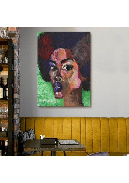 Pop Art Afrikalı Kadın Portresi Dekoratif Kanvas Tablo, Duvar Dekoru 6004 modelleri