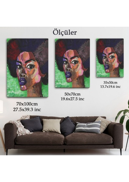 Pop Art Afrikalı Kadın Portresi Dekoratif Kanvas Tablo, Duvar Dekoru 6004 fırsatları