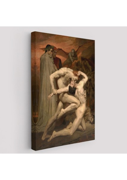 Dante ve Virgil Cehennemde Eseri William Adolphe Dekoratif Kanvas Tablo, Duvar Dekoru 5265