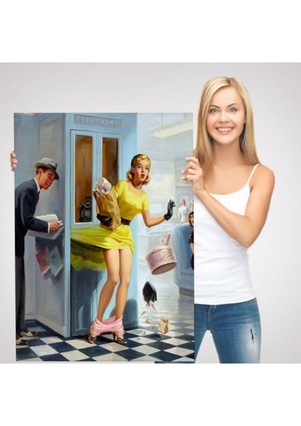 Pin-Up Girl Dekoratif Kanvas Tablo, Duvar Dekoru 6458