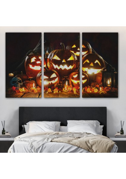 Korkunç Kabak Cadılar Bayramı Dekoratif Kanvas Tablo, Duvar Dekoru 5203 modelleri
