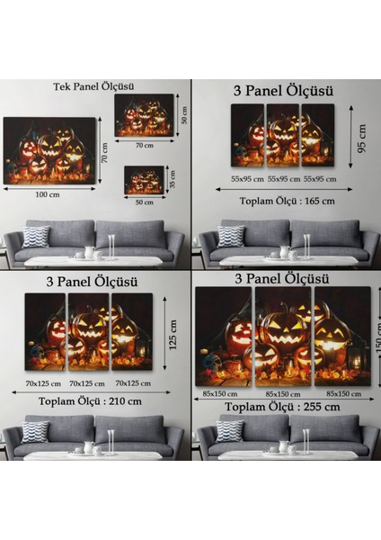 Korkunç Kabak Cadılar Bayramı Dekoratif Kanvas Tablo, Duvar Dekoru 5203 fırsatları