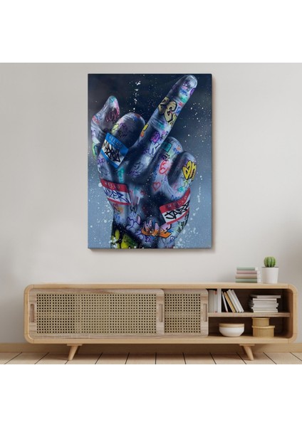 Hip Hop Orta Parmak Hareketi Dekoratif Kanvas Tablo, Duvar Dekoru 5315 modelleri