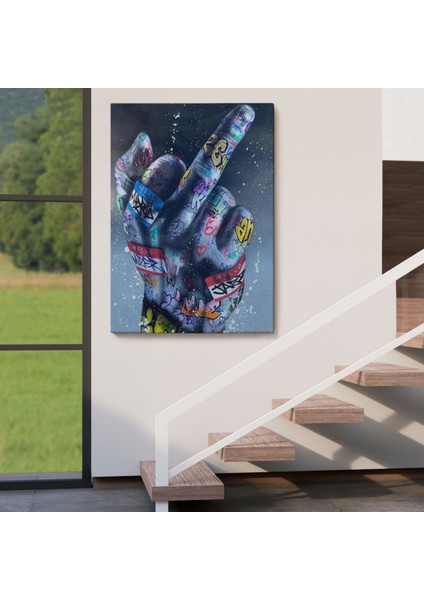 Hip Hop Orta Parmak Hareketi Dekoratif Kanvas Tablo, Duvar Dekoru 5315 indirimleri