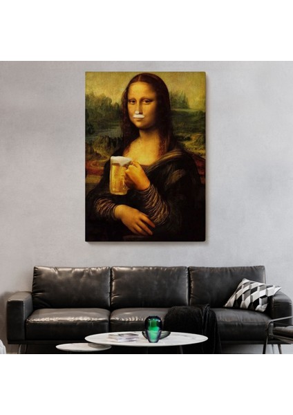 Mona Lisa ve Birası Popart Dekoratif Kanvas Tablo, Duvar Dekoru 5219 modelleri