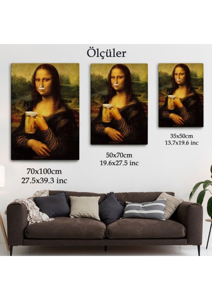 Mona Lisa ve Birası Popart Dekoratif Kanvas Tablo, Duvar Dekoru 5219 fırsatları