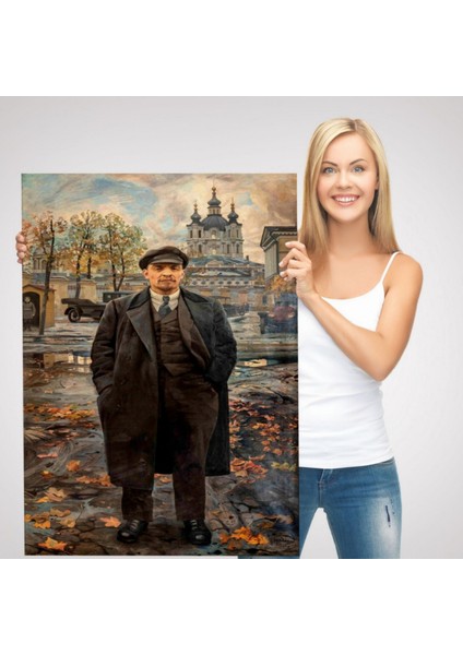Sovyet Dönemi Rusya Vladimir Lenin Dekoratif Kanvas Tablo, Duvar Dekoru 6194