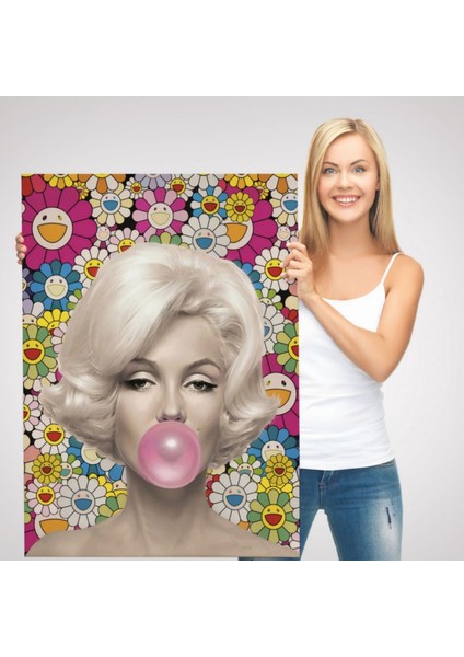 Marilyn Monroe ve Pembe Balon Dekoratif Kanvas Tablo, Duvar Dekoru 6217