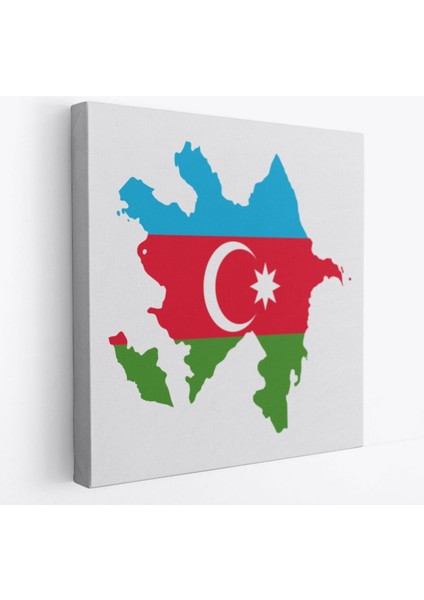 Komşu Azerbaycan Haritası Dekoratif Kanvas Tablo, Duvar Dekoru 5806