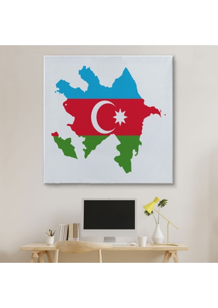 Komşu Azerbaycan Haritası Dekoratif Kanvas Tablo, Duvar Dekoru 5806 modelleri