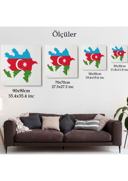 Komşu Azerbaycan Haritası Dekoratif Kanvas Tablo, Duvar Dekoru 5806 fırsatları