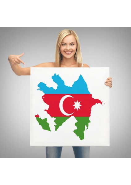 Komşu Azerbaycan Haritası Dekoratif Kanvas Tablo, Duvar Dekoru 5806