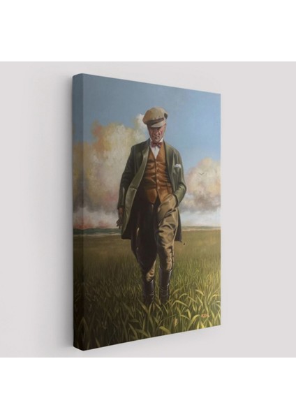 Mustafa Kemal Atatürk Tarlada Dekoratif Kanvas Tablo, Duvar Dekoru 6132