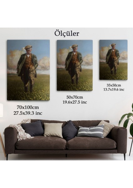 Mustafa Kemal Atatürk Tarlada Dekoratif Kanvas Tablo, Duvar Dekoru 6132 fırsatları