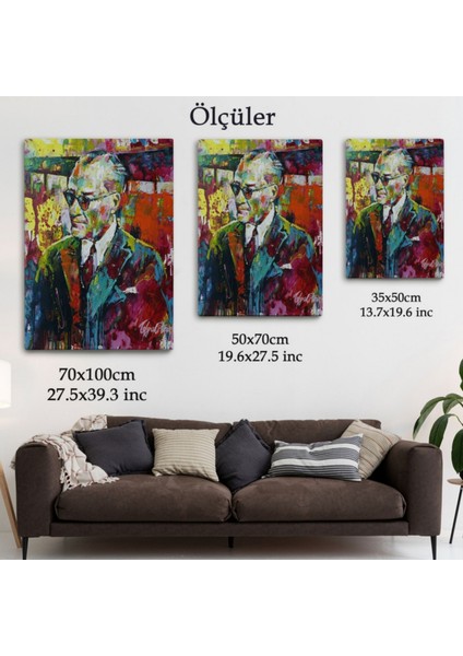 Mustafa Kemal Atatürk Yağlıboya Görünüm Dekoratif Kanvas Tablo, Duvar Dekoru 6069 fırsatları