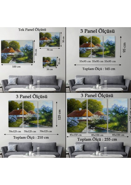 Köy Evi ve Akarsu Dekoratif Kanvas Tablo, Duvar Dekoru 3637 fırsatları