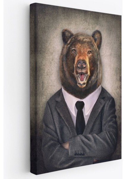 Insan Görünümlü Ayı Dekoratif Kanvas Tablo, Duvar Dekoru 4988