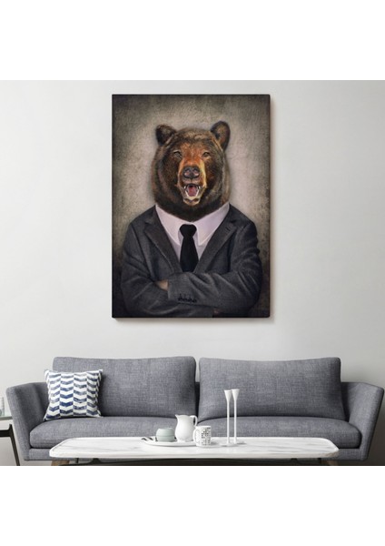 Insan Görünümlü Ayı Dekoratif Kanvas Tablo, Duvar Dekoru 4988 fiyatları