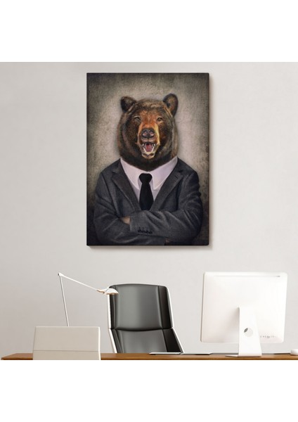 Insan Görünümlü Ayı Dekoratif Kanvas Tablo, Duvar Dekoru 4988 modelleri