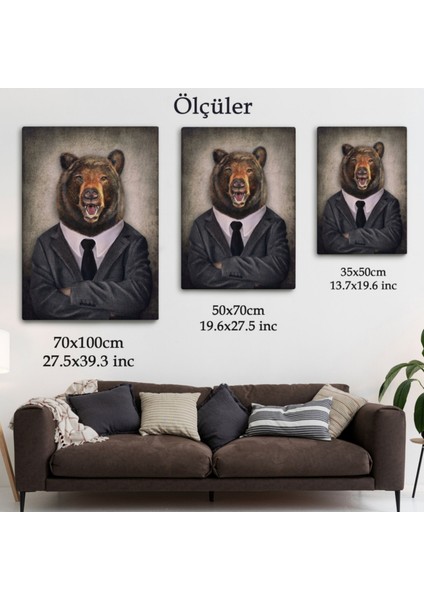 Insan Görünümlü Ayı Dekoratif Kanvas Tablo, Duvar Dekoru 4988 fırsatları