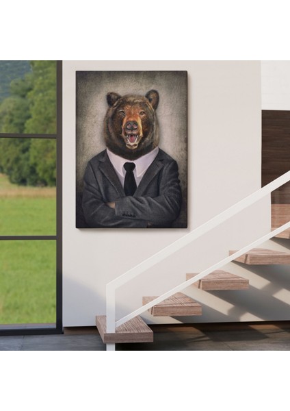 Insan Görünümlü Ayı Dekoratif Kanvas Tablo, Duvar Dekoru 4988 indirimleri