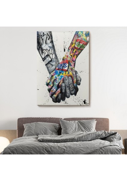El Ele Tutarak Graffiti Dekoratif Kanvas Tablo, Duvar Dekoru 5312 fiyatları