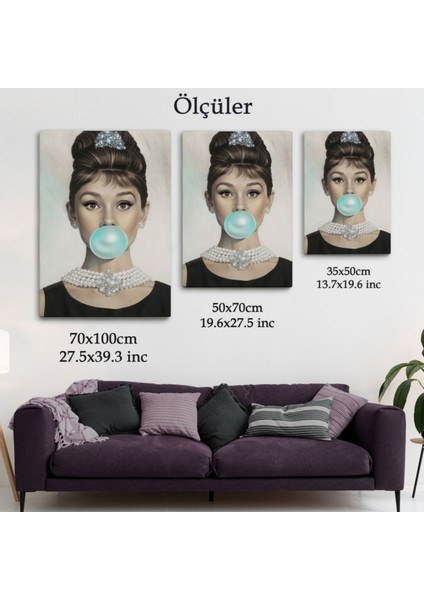 Yeşil Kabarcık Sakızlar Audrey Hepburn 5 Dekoratif Kanvas Tablo, Duvar Dekoru 82