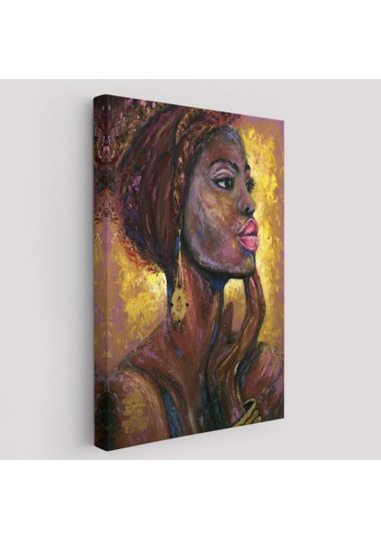 Pop Art Afrikalı Kadın Portresi Dekoratif Kanvas Tablo, Duvar Dekoru 6008
