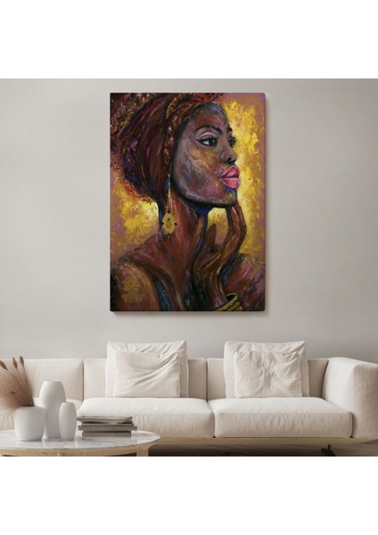 Pop Art Afrikalı Kadın Portresi Dekoratif Kanvas Tablo, Duvar Dekoru 6008 modelleri