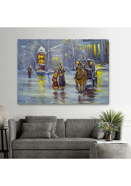 Yağlıboya Görünüm At Arabası ve Eski Şehir Dekoratif Kanvas Tablo, Duvar Dekoru 3573 fiyatları