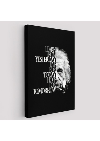 Einstein Dünden Öğrenin Bugünü Yaşayın Yarını Umut Edin Dekoratif Kanvas Tablo 5275