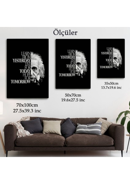 Einstein Dünden Öğrenin Bugünü Yaşayın Yarını Umut Edin Dekoratif Kanvas Tablo 5275 fırsatları
