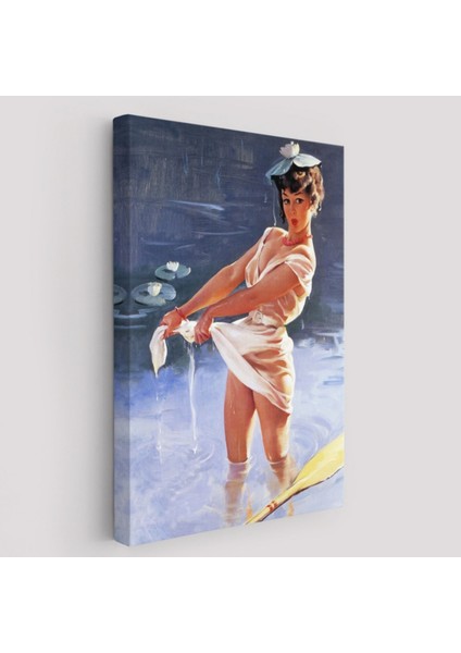 Gölde Islanan Cesur Kadın Dekoratif Kanvas Tablo, Duvar Dekoru 6455